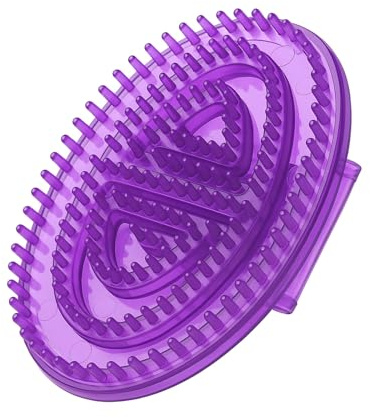 Body Massage Brush, Translucent Purple Oval Design with Hand Grip, 1-Pack | Broad Textured Face, Raised Rounded Nubs, For Shower Washing With Cleanser Or Dry Brushing, Use On Arms, Legs, Back And Torso