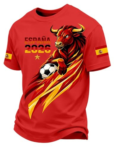Camisetas Manga Corta Hombre España Mundial 2026, Camiseta Futbol Retro Hombre y Mujer, Diseño Fan España
