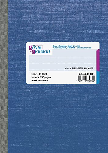 König & Ebhardt 8616172 Geschäftsbuch / Kladde (A6, liniert, 70g/m², 96 Blatt, Klebebindung)