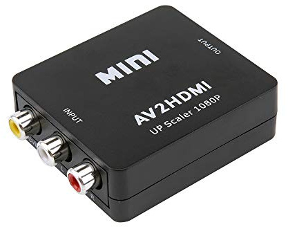 Eono RCA to HDMI Converter, AV to HDMI Adapter 1080P Mini RCA Composite CVBS Video Audio Converter Adapter Supporting PAL/NTSC for TV/PC/PS2/PS3/STB/Xbox/VCR/DVD (Black)