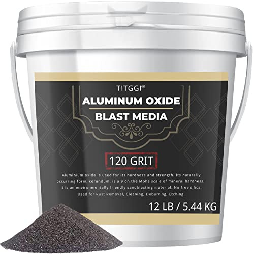 #120 Grit Aluminum Oxide Blast Media (12 LBS/5.44kg) - Premium Long-Lasting Sand Blasting Media, High Abrasive Force Sand Blaster Sand for Metal, Sandblasters, Blasting Cabinet, Blasting Guns - TITGGI