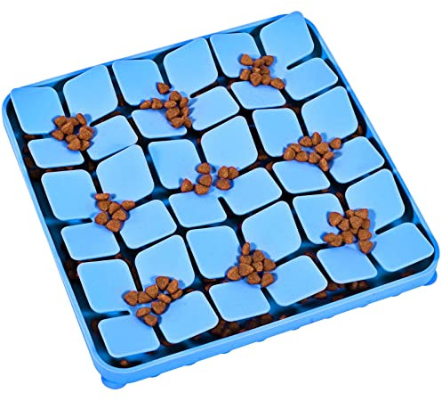 OurMiao Silicone Snuffle Mat for Dogs, Slow Feeder Lick Mat with Suction Cups, Dog Puzzle Feeder Toys for Smell Training & Slow Eating (Blue)