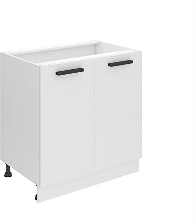 Belini Unterschrank Küche, Küchenunterschrank 80 cm Breite. SD Küchenunterschrank ohne Arbeitsplatte. Küchenschrank mit 2 Türen, Weiß matt