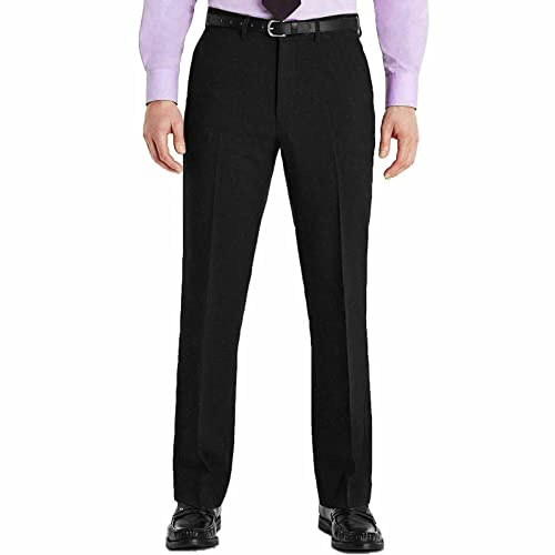 Mega_Jumble Men's Casual Formal Trousers Business Office Work Home Smart Dress Pants Straight Leg Flat Front Pockets Waist Bottom Trouser (Black, 30W / 29L)