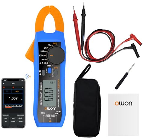 OWON CM2100B Pinza Amperimétrica Digital Bluetooth Autorango 20000 Recuentos Probador de Capacitancia de Resistencia CA/CC Multímetro TrueRMS Múltiples Funciones de Medición Protección NVC VFC