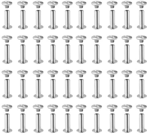 ZOKJSW 50 PCS Viti per Mobili Vite di Giunzione con Filettatura Viti di Collegamento con Manicotto Acciaio Nichelato per Legno Spesso