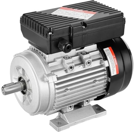 VEVOR 0,55 kW Elektromotor 1400 U/min, AC 220–240 V, 4,5 A, 80, B3-Rahmen, Luftkompressormotor einphasig, 19 mm Keilwelle, Rechts-/Linkslauf für landwirtschaftliche Maschinen und allgemeine Geräte