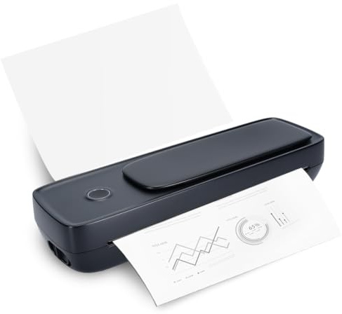 Mobil skrivare A4, liten termoskrivare Bluetooth 300DPI Inkless Printer bärbar trådlös mobiltelefon skrivare med Android och iOS, för mobiltelefon laptop på vägen hem foto inlärning