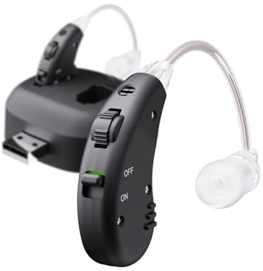 JINGHAO Paire d'amplificateurs sonores personnels rechargeables pour contours, Noir