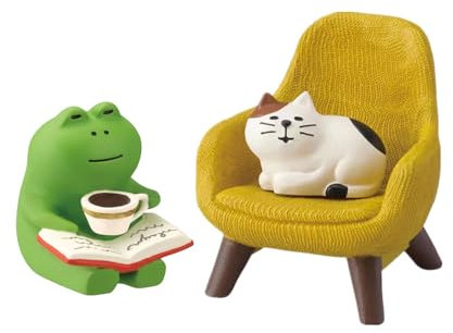 JLEivvi Miniature Frog Desk Decor Statue and Sculpture - Cat Figurines for Cute Desk Accessories