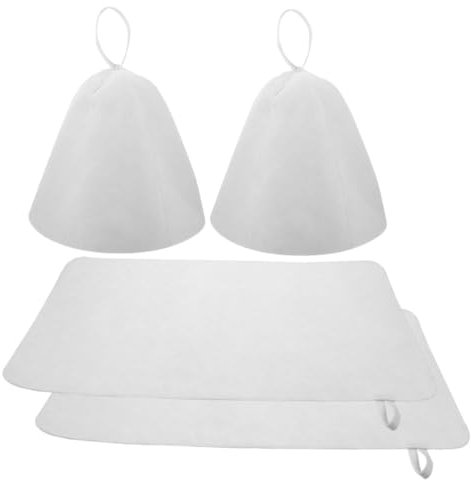 IWOWHERO 2sets Sauna Hats and Mats High Absorbent Felt Sauna for Hair White Comfortable Shower Accessories for Men and Women