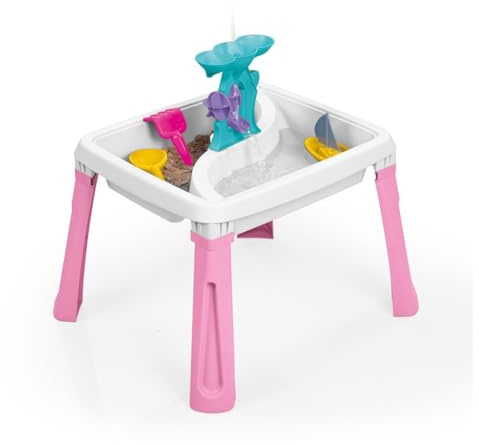 DOLU Sand and Water Table 3 in 1 Creativity Toy For Children From 24 Months Garden Toys Play Tray Activity Table Water Play Table Sandbox - Pink/White