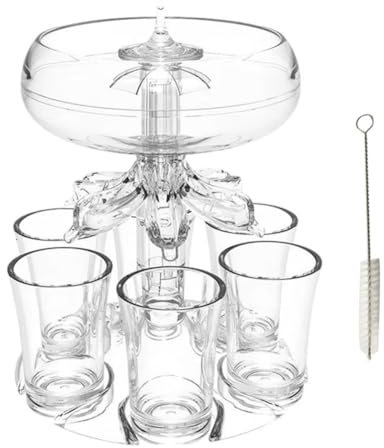 Kissmii Distributore di Liquori per Vino da 6 Bicchieri con Supporto per Distributore di Vino, Whisky e Birra, Stazione di di Bevande per Feste