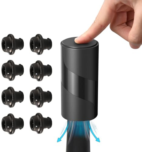 KUBEMUEG Bomba de ahorro de vino con 8 tapones de vino al vacío, tapón eléctrico reutilizable para botella de vino, a prueba de fugas, se mantiene fresco durante más tiempo (juego 02)