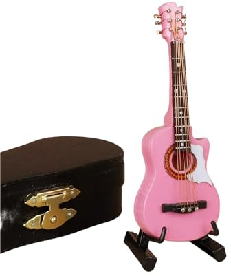 Modello Di Chitarra Basso Elettrico Ornamento Mini Strumento Musicale 10 Cm In Legno Con Supporto A Scatola(3)