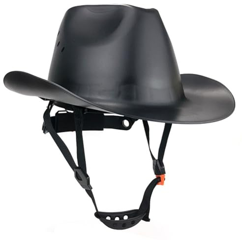 NONDK Cowboyskyddshjälm med Ventilationshål HDPE Helbrättad Hjälm för Utomhusbruk, Byggarbete, Järnvägsräddning, Arbete