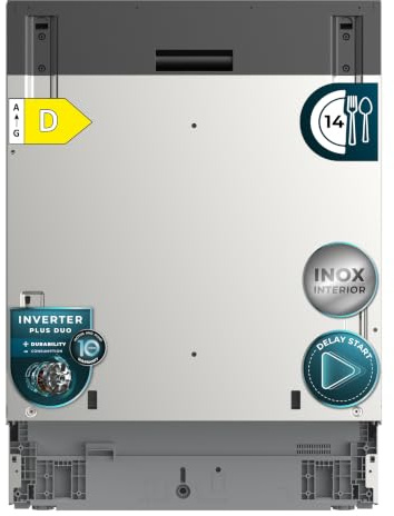 Cecotec Lavavajillas Integrable de 60cm Bolero Aguazero 6250 Full-BI. Capacidad 14 Servicios, Motor Inverter, 6 Programas, Bandeja Superior Ajustable, Inicio Diferido, Cesta Cubiertos