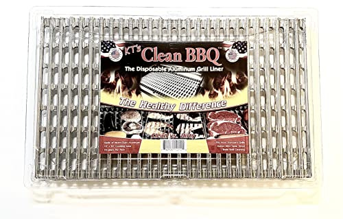 Clean BBQ - Disposable Aluminum Grill Liner. Set of 12 Sheets of Grill Topper
