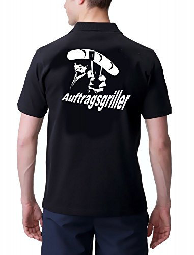 Coole-Fun-T-Shirts Grill Poloshirt VO+HI - Auftragsgriller Griller - BBQ GRILLSPORT Polo schwarz-Weiss Gr.XXL
