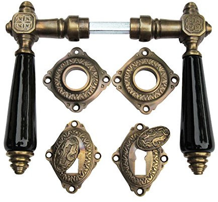 Jugendstil Türklinken Buntbart Messing #61-BB-AS