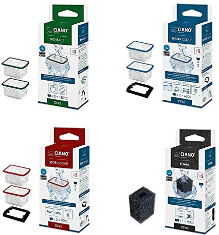 CIANO AQUARIUM FILTER MEDIA REPLACEMENT SET - SMALL / CF40