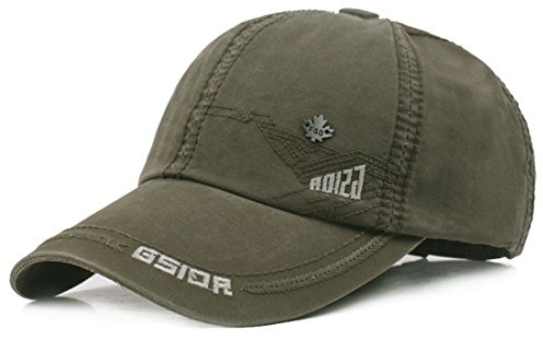 KUYOU vintage cotton baseball cap, snapback caps, outdoor baseball cap/ hat, Army Green, One Size