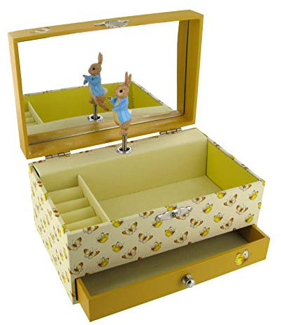 Lutèce Créations Boîte à musique/boîte à bijoux musicale en bois avec Pierre lapin de Beatrix Potter et mécanisme musical à ressort de 18 notes (Réf: 60-860) - Le printemps (Antonio Vivaldi)