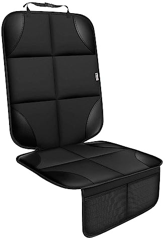 Meolsaek Car Seat Protector for Child Car Seat, Durable 600D Fabric Waterproof Car Seat Cover with Thick Pad Non-Slip Backing，No Imprints (Black 1pc)