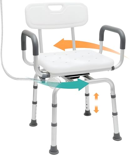 PETKABOO 360° Swivel Shower Chair with Arms & Backrest, 400 LB Capacity