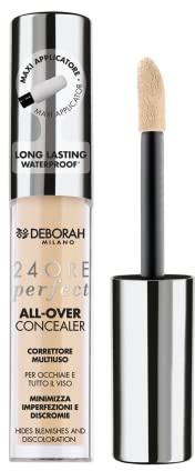 Deborah Milano flüssiger Concealer 24 Stunden Perfect All-Over mit Hyaluronsäure, 3,2 Vanilla, langer Halt, wasserfest, 5,5 g
