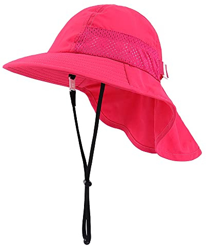 MASOCIO Sombrero Bebe Niña de Sol Verano Gorro Gorrito Proteccion UV Bebé Niñas 1 Años Ajustable Exteriores Playa Edad 6-24 Meses Rosa 1