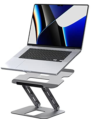 j5create Flervinklat laptopstativ, Laptopställ, Datorställ i aluminium, Ergonomisk notebook-höjare, Lämplig för MacBook, Dell, HP, Lenovo, Passar de flesta bärbara datorer upp till 16 tum (JTS127)