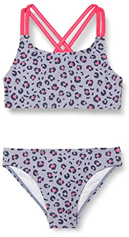 Playshoes Mädchen Uv-schutz Bikini Badeanzug Schwimmanzug Badebekleidung, Grau Leo, 110-116 EU