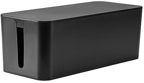 RICOO Kabelbox schwarz Z3201-B Kabel Organizer Box 32 x 13,5 x 12,7 cm Steckdosenbox Aufbewahrungsbox zum Steckdosen Verstecken Kabelsammler Kabelaufbewahrung