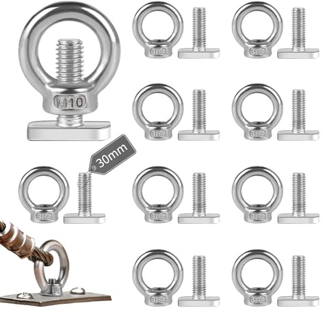 EXLECO 10 st M10 ringmutter M10 x 30 mm hammarhuvudskruvar rostfritt stål ringskruvar skruvöglor ögonskruv rostfritt stål ögonmutter växthållare fästöglor för släpvagnar växthus gurkor växtstöd