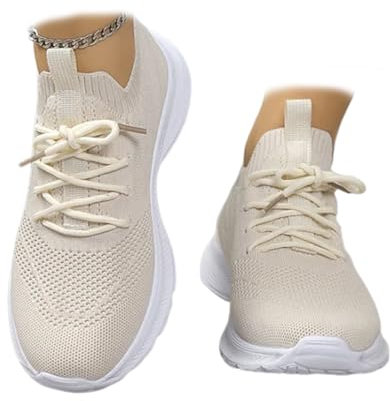 HOUXIANDOU Luciie Orthopädische Schuhe Für Damen, Luciie Orthopädische Schuhe, Atmungsaktive, Gewebte Slip-On-Schuhe Mit Fußgewölbeunterstützung Für Damen (Off White,38)