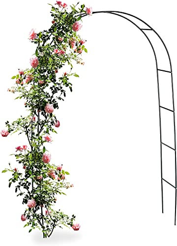 Arche de jardin en métal de 1,4 m de large, solide noir sur pied, tonnelle autoportante pour roses, plantes grimpantes, décoration d'arche tubulaire (140 x 22,5 x 240 cm)