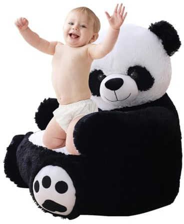 Poltrona in peluche per bambini Panda - Morbido divano di peluche per bambini | Comodo seggiolino per bambini per leggere, rilassarsi, giocare e altro ancora, design carino a forma di panda, poltrona