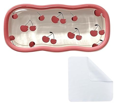 Brewlix Hard Shell Glasses Case, Cartoon Cherry Eyeglasses Cases with Cleaning Cloth, Protective Case Fits Most Glasses, Portable Women Men Student