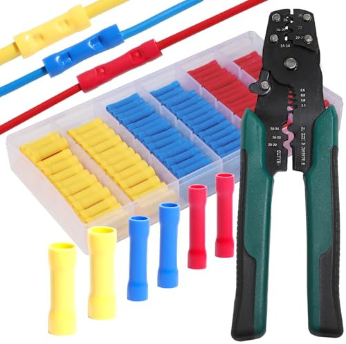 Shengbowi Wire Connectors Assortment Kit Crimper Stripper Crimping Tool 22-10 AWG Insulated Electrical Automotive Straight Splice Wiring Crimp Terminals