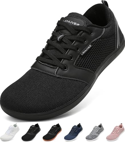 gitzing Barefoot Shoes for Men Women – Wide Toe Box FitnessTrainers, Zero Drop Minimalist Walking Shoes, Flexible & Lightweight for Everyday Comfort, Black 8UK/42EU