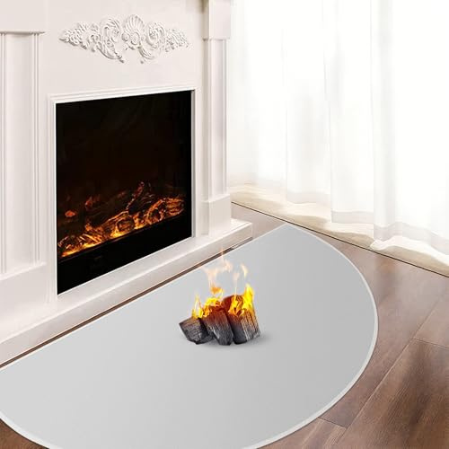 Khongoo Gnistskyddsplatta för öppen spis, 150 x 80 x 0,1 cm, grå, halvcirkel