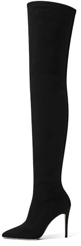 EDEFS Stivali con Tacco Alto e Punta Affilata in Camoscio Nero Eleganti e Confortevoli per un Look Audace e Femminile Nero EU40