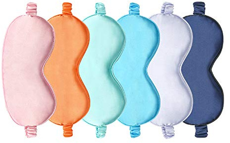 EleCharm Silk Satin Eye Mask Color Assorted 6-Pack Smooth Sleeping Mask Eye Shade