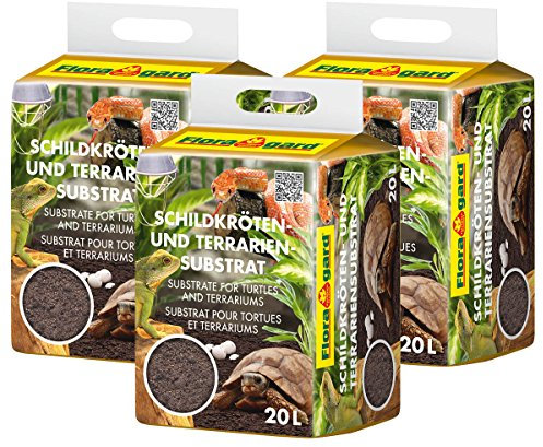 Floragard Schildkrötenerde u. Terrariensubstrat 3 x 20 L, natürliche Einstreu für Reptilien 114864