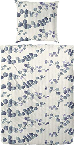 Primera Biancheria da letto Seersucker bianco-grigio, dimensioni 155 x 220 cm (80 x 80 cm)