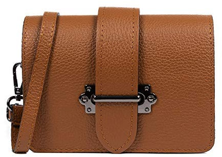 FIRENZE ARTEGIANI. Camelia Umhängetasche für Damen, echtes Leder, Dollaro, Umhängetasche, für Damen, hergestellt in Italien, Vera Pelle Italiana, 18 x 6 x 13 cm, Leder, Utility