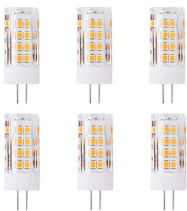 HUAMu G4 5W LED Leuchtmittel, Ersatz 50 Watt, 51 LEDs, 500 Lumen, 360 Grad Abstrahlwinkel, AC/DC 12 V, Nicht Dimmbar, 6 Stück, 3000K Warmweiß