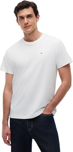 Tommy Jeans Tjm Slim Jersey C Neck Ext Dm0Dm09598, Top in Maglia a Maniche Corte, Uomo, Bianco (White), M