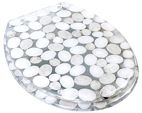 Transparenter WC-Sitz, EIN-klick-Schnellverschluss-Vollgummi-Füße Harz-WC-Sitz, Geeignet Für Hotels Badezimmer Esszimmer UVO-Toilette(Color:C)